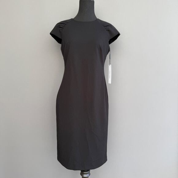 NEW Calvin Klein black dress - CD3C1F2J  - short sleeve - knee length - size 4 - Picture 1 of 12